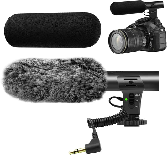 3.5mm (1/8") Camera Microphone, Video Microphone for DSLR Close Interview Shotgun Mic for Canon Nikon Sony Fuji Mic