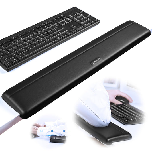 UnivoColors Long Arm Rest for Desk Edges,PU Leather,Non-Slip,Memory Foam,Desk Edge Support,Ergonomic Design for Long-Hour Work(23.6 * 3.9 inch One-Piece Design of Black)