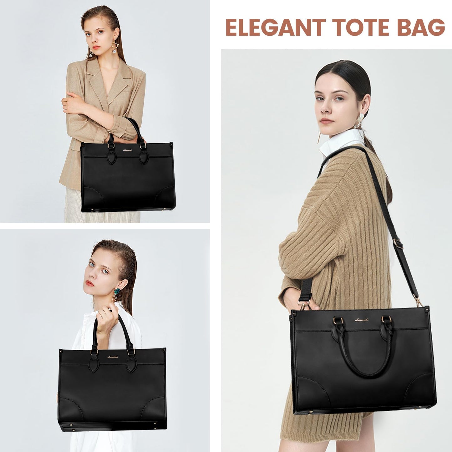 LOVEVOOK Laptop Bag for Women 17 lnch,Waterproof Laptops Tote Bags for Womens,Professional Work Bags for Women with Cup Holder,Large Laptop Purse Computer Briefcase Office Teacher Clutch Bag,2 PCS