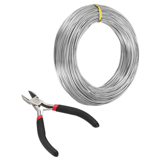 MECCANIXITY 328 Feet Aluminum Craft Wire, 18 Gauge (1mm) Sculpting Metal Armature Craft Wire for DIY Jewelry Making Beading Floral with Cutter Silver, 2 Pcs