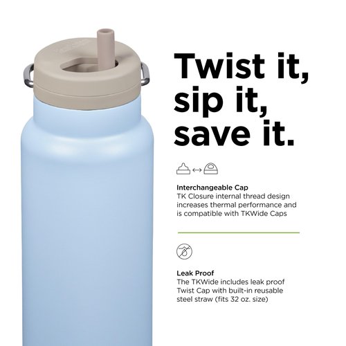 Klean Kanteen 32oz TKWide Insulated Water Bottle with Twist Cap - Clear Sky