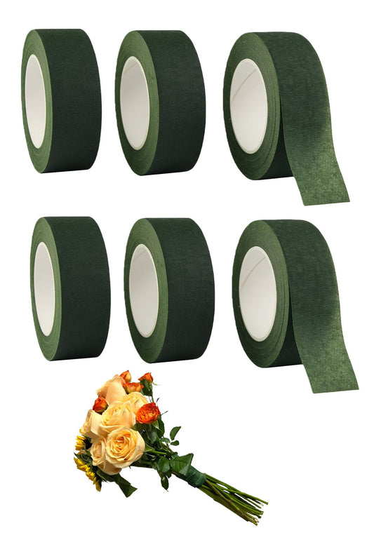 TIAMALL 6 Rolls 1 inch Wide Floral Tape Dark Green Flower Tape for Bouquet Stem Wrapping and Floral Crafts (6)