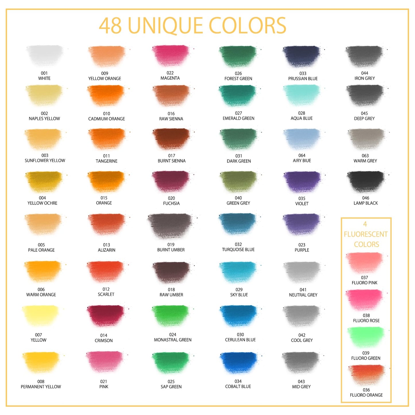 Artecho 50pcs Soft Pastels, 48 Colors Including 4 Fluorescent Colors, Extra Free Black & White, Square Chalk for Drawing, Blending, Layering, Shading, Pastels Art Supplies