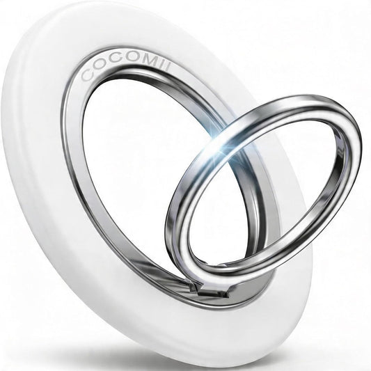 COCOMII 360 Magnetic Phone Ring Holder for MagSafe, Rotation Finger Grip Stand, Matte White