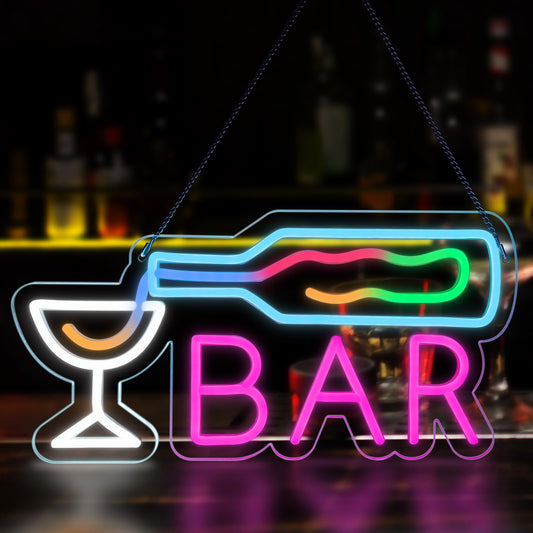 Bar Neon Signs for Wall Decor, 20 Types Flowing Color Changing Led Neon Light, Dimmable Beer Neon Sign USB Powered, Bar lights for Home Club Cocktails Pub Man Cave Party Decorations Christmas Gift