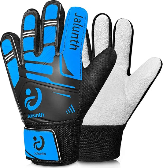 Jalunth Soccer Goalie Gloves Kids Youth Goalkeeper Field Player Gloves Boys Girls Training Grip Goal Keeper Glove Age 4-14 Years Old with Upgraded Anti-Skid Latex Palm