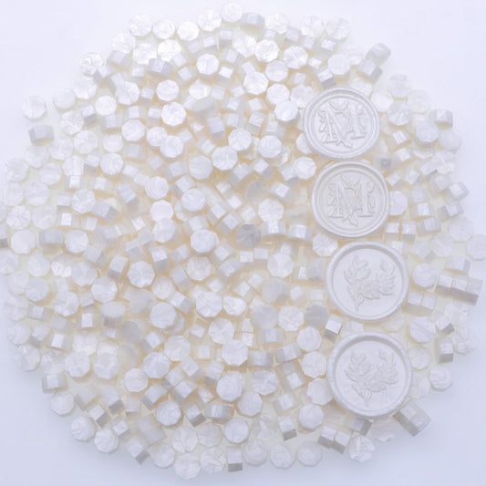 Andotopee Pearl White Wax Seal Beads 1450pcs (1.1lb), Premium Pearlescent Sealing Wax Pellets for Stamp Seals, Wedding Invitation, Letter Envelope, Thanks Card & Scrapbook DIY Crafts & Bridal Crafts