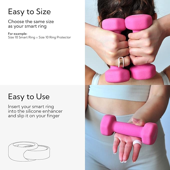 Rinfit Smart Ring Protector - Silicone Ring Enhancer for Active Lifestyle and Gym - StyleFit U.S. Design Patent - Pink, Size 7