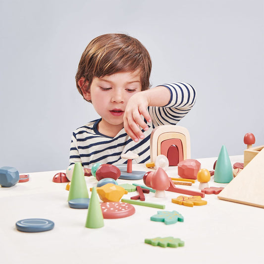 Tender Leaf Toys My Forest Floor - Wooden Open-Ended Tinker Tray Creative Play Box with Removable Compartments - Montessori Toy for Imaginative Play - Age 3+