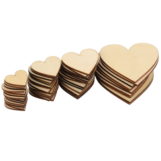Outus 160 Pieces Valentine Blank Wood Heart Embellishments Wood Heart Slices for Wedding, Valentine, DIY, Arts, Crafts, Card Making