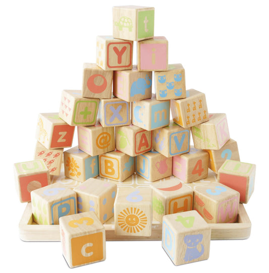 Le Toy Van - Petilou Wooden Educational ABC Wooden Blocks | Educational Wood Toys for Toddlers and Babies | Suitable for A Boy Or Girl 1 Year Old +