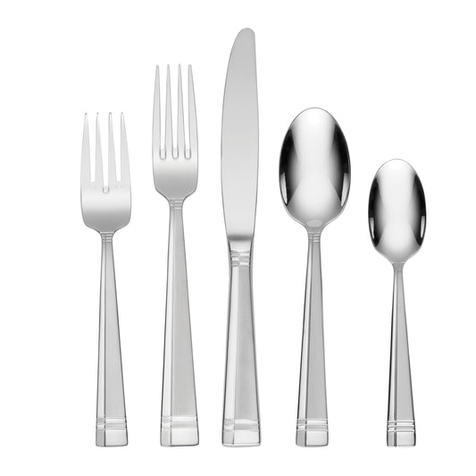 Oneida Silverware Set, Amsterdam 45-Piece Everyday Flatware Set, Service For 8, 18/0 Stainless Steel, Rust Resistant, Dishwasher Safe, Knives Spoons And Forks Set, Home And Kitchen (Silver, 45 Piece)