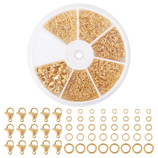 DIY Jewelry Making Kits Craftdady 25pcs 18K Gold Plated Stainless Steel Lobster Claw Clasps 658pcs 3mm 4mm 5mm 6mm 7mm Brass Open Jump Rings for DIY Bracelet Necklace Jewelry Making