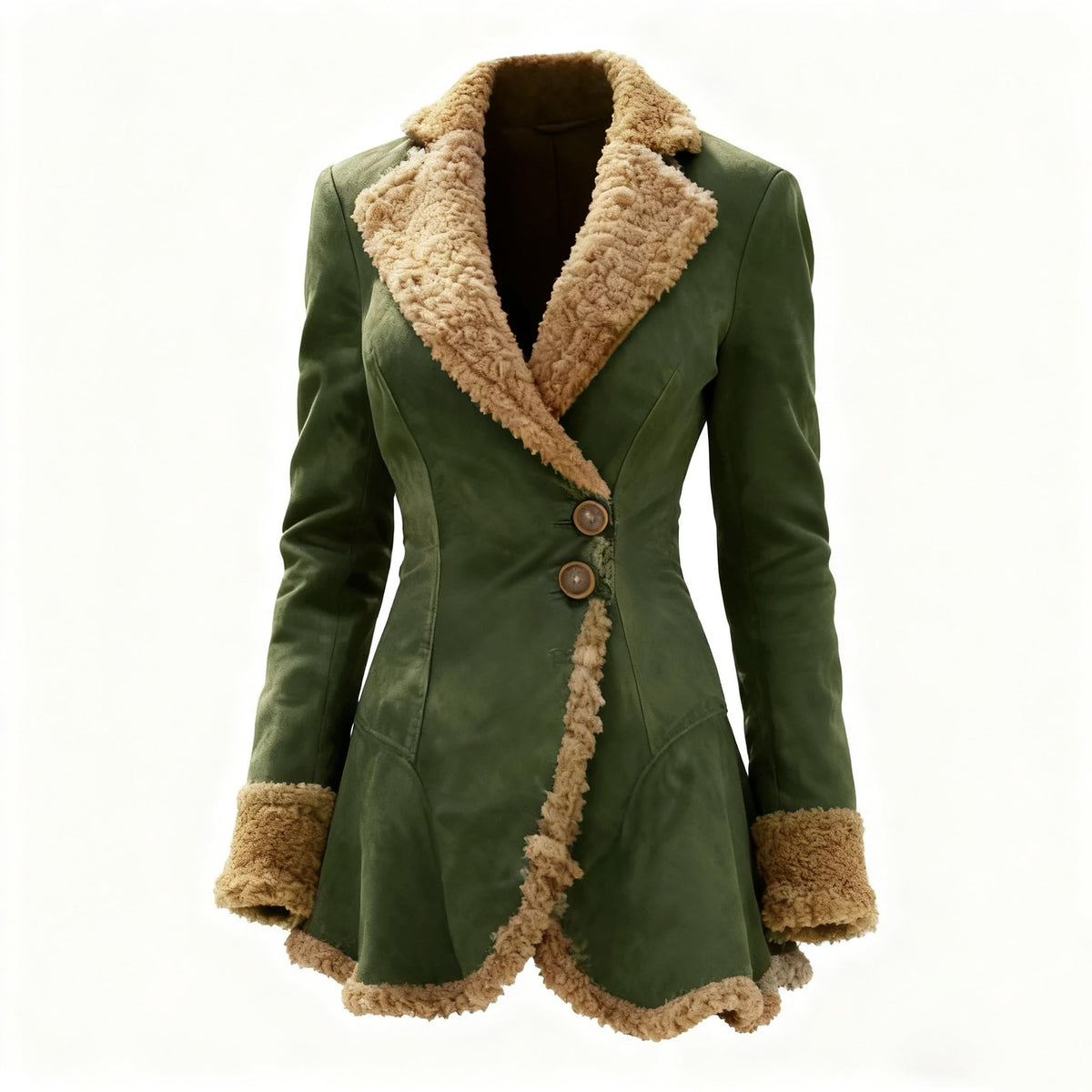 utcoco Womens Sherpa Lined Suede Jacket 2026 Fall Fashion Outfits Slim-Fit Faux leather Fleece Jackets Winter Coats (Medium, Green)