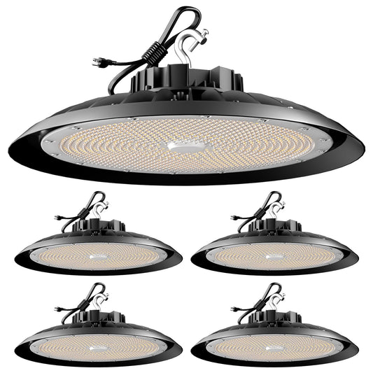 Lightdot 350W LED High Bay Light AC100-277V High Bay LED Light 5000K Daylight UFO Lights 52500LM (1400W MH/HPS) Replacement Warehouse Lighting-4Pack 5 Yrs Warranty