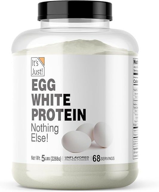 It's Just! - Egg White Protein Powder, Made in USA from Cage-Free Eggs, Dried Egg Whites, Unflavored (5lb)