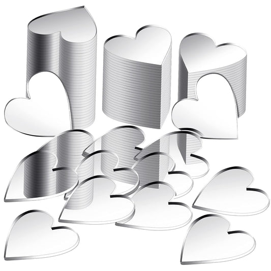 Jetec 100 Pcs Heart Shaped Mirror Tiles, Tiny Mirrors for Crafts, DIY Mosaic Small Circle Mini Mirror Tiles for Arts and Crafts Projects, Traveling, Framing, Room Home Decor(2 Inch)