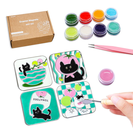 Blauwhim DIY Magnets Craft Kits, Cloisonne Style Enamel Arts and Crafts for Adult, Cute Tomato Cat Design, Beginner Friendly, Birthday Valentine’s Day Gifts for Girls, Teens, Adults, Families