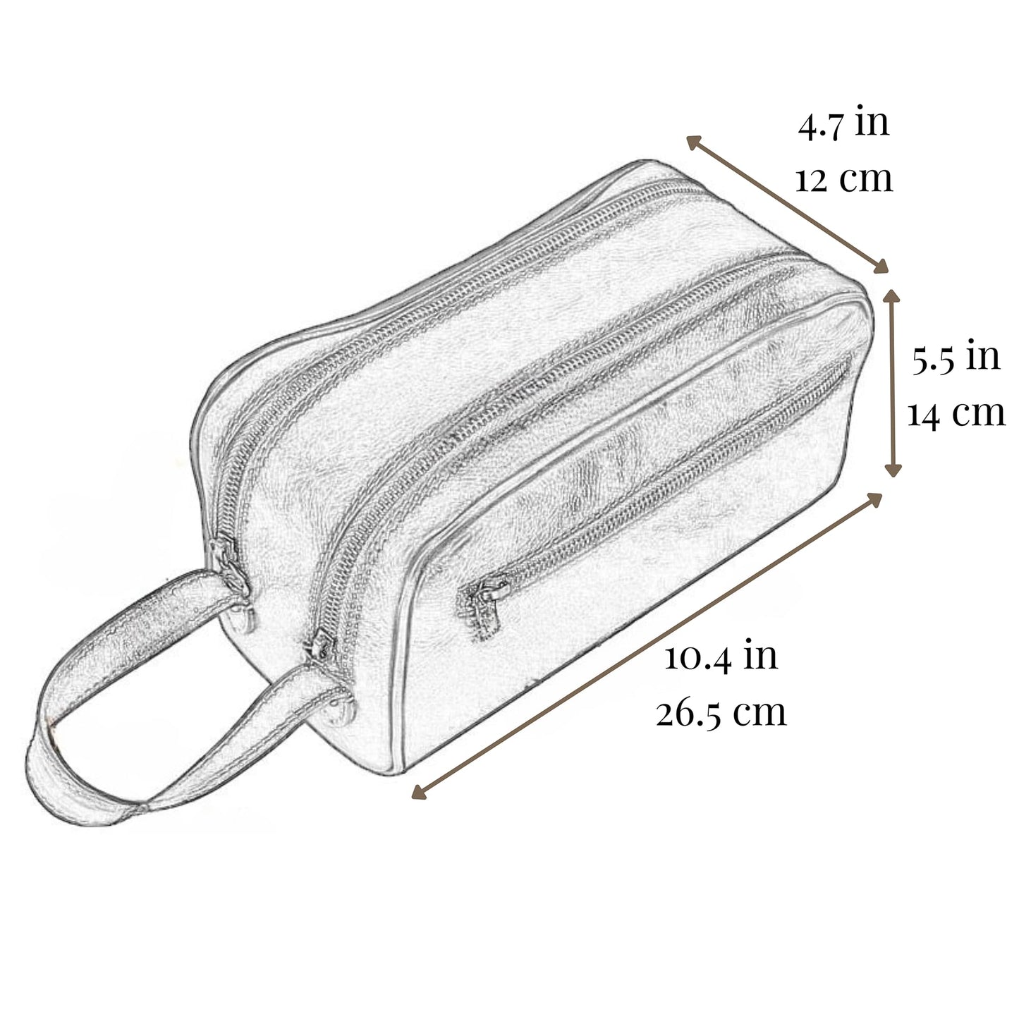 Time Resistance Leather Cosmetic Bag - Italian Toiletry Dopp Kit (Brown)