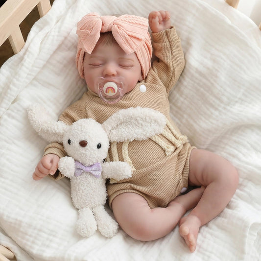 KSBD Realistic Reborn Baby Dolls-20 inch Sleeping Lifelike Newborn Real Life Baby Dolls, Soft Cloth Body with Feeding Toy Accessories for Kids Age 3 +