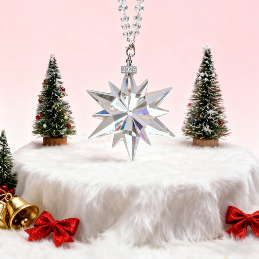 2026 Crystal Star Ornaments for Christmas Tree - 1pc Clear Crystal Hanging Ornament, Xmas Decor, Snowflake Ornament, Holiday Decor, Window, Party, Winter Decorations