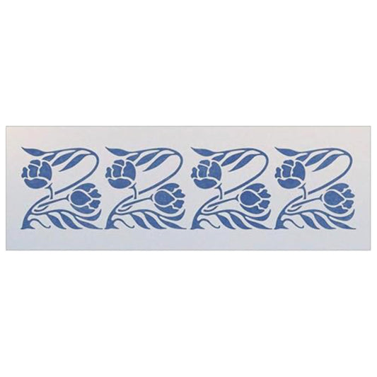Art Nouveau Border 4 Stencil Template - 21.45" x 5.25" - Elegant Design for Walls, Furniture, Crafts, DIY Decor, Reusable 10 Mil Mylar Plastic, Vintage Style, Classic Design - The Artful Stencil
