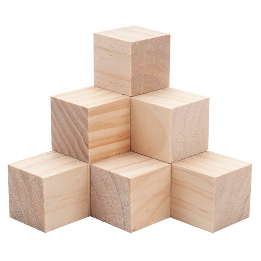 Wooden Cubes Wood Blocks for Crafts, 2 inch 10 PCS Blank Large Wooden Blocks for Crafts and Decor, Unfinished Natural Solid Squares Wood Cubes for Carving, Letter Stamps, Model Making