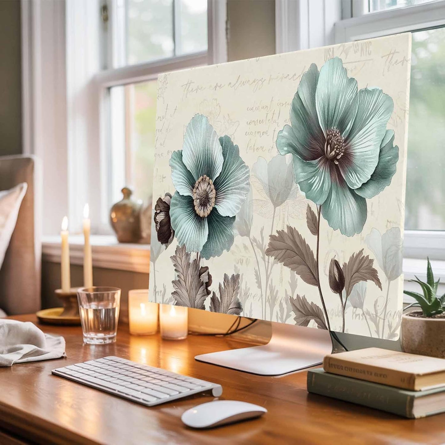 Singingin 85 Inch, Victorian Style TV Dust Cover Vintage Blue Flowers Broccoli Computer Monitor Cover Dustproof