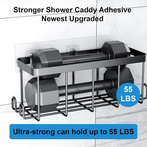 Lsnisni Shower Caddy Adhesive Strips - 20 Pack Waterproof Hooks for Bathroom & Kitchen Storage | No Drilling, Clear