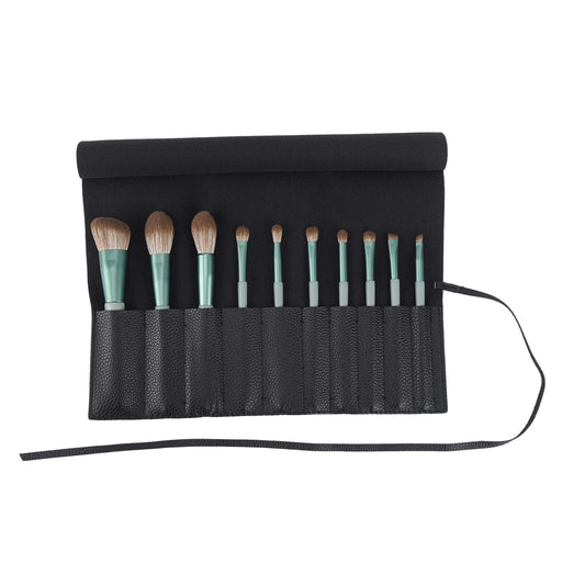 Bird&Fish Makeup Brush Case Travel, makeup brush bag，makeup brush silicone case roll up bag,Rolling Bag Storage Case PU Leather,Holder Organizer Brushes Pouch Cosmetic Bag for Travel(Black)