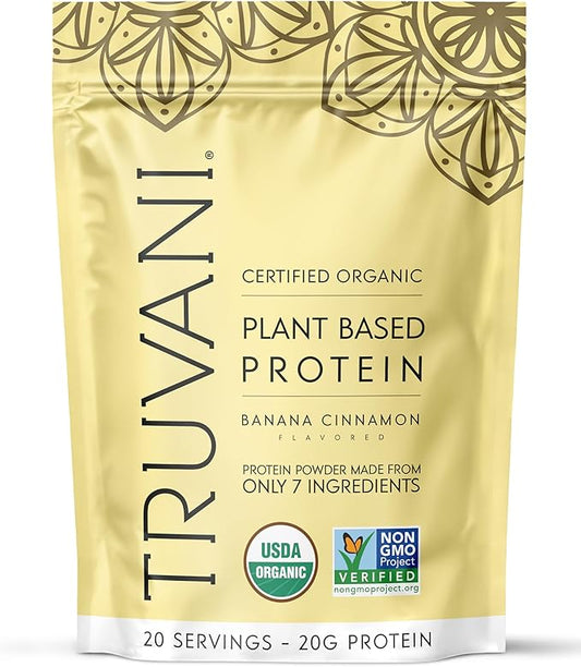 Truvani Vegan Pea Protein Powder | Banana Cinnamon | 20g Organic Plant Based Protein | 20 Servings | Keto | Gluten & Dairy Free | Low Carb | No Added Sugar