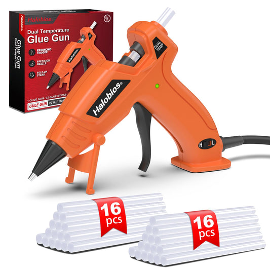 Hot Glue Gun Dual Temp with 32 Glue Sticks, Quick Preheat Hot Glue Gun, Two Temperatures for DIY, School Craft and Home Repairs (Orange)