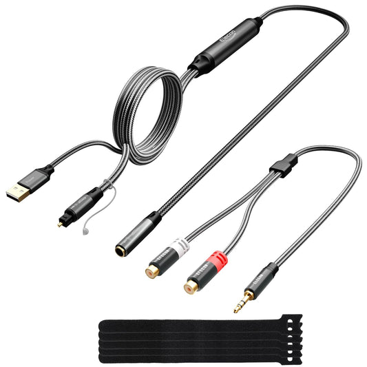 3.5mm 5 192kHz TV/PS4/DVD 2 Elecan Unidirectional Optical Male to AUX Female Audio Converter Cable Ft, DAC
