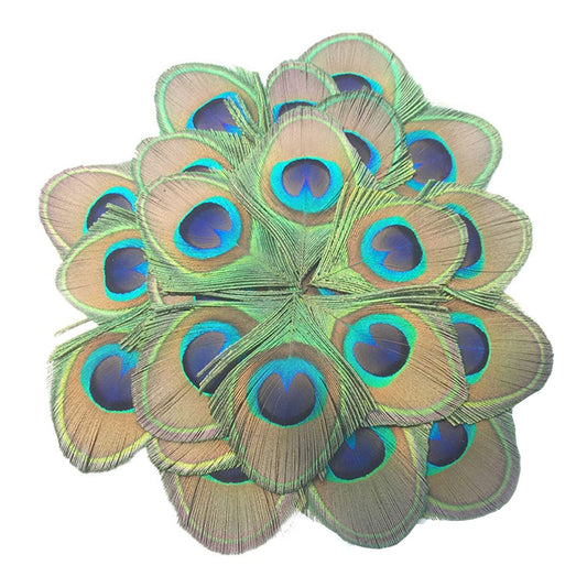 MWOOT 30 Pieces Peacock Feathers, Green Peacock Eye Feathers for DIY Crafts Art, Trimmed Feathers for DIY Vintage Hair Accessories Carnival Revelry Masquerade Costume Wedding Holiday Party Decoration