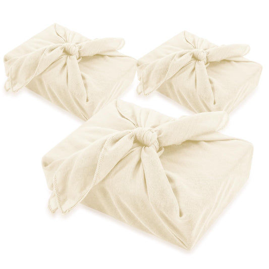 Hillsuren 6 Pack 24'' Reusable Gift Wrap Cloth Linen-cotton Gift Wrapping Fabric for Housewarming Furoshiki Gifts Wedding Birthday DIY Crafts Party (Cream White)