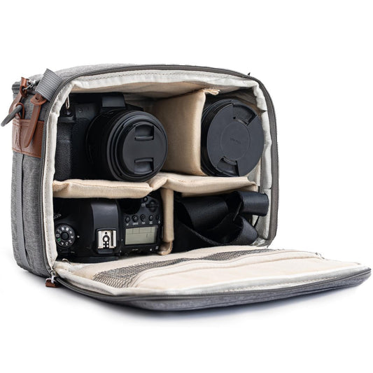 C Coiro Camera Bag for Digital DSLR SLR, Protection, Waterproof Mirrorless Small Camera Bag, Camera Lens Case, Travel Organizer Camera Insert for Backpack, Gray Color
