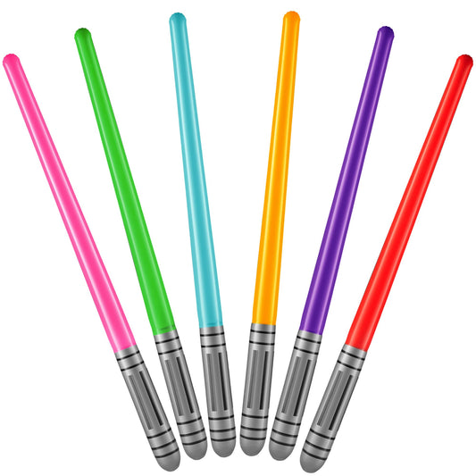 Bedwina Inflatable Light Sabers for Kids - (Pack of 6) 35-inch Neon Color Blow-Up Toy Saber Swords, Party Favors, Goodie Bags, Star Galaxy Theme Birthdays & Prize Toys