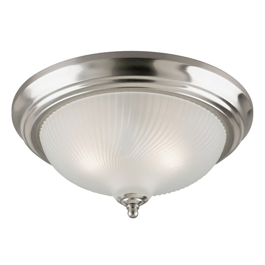 Westinghouse Lighting 6430500 Two-Light Flush-Mount Interior Ceiling Fixture, Brushed Nickel Finish with Frosted Swirl Glass