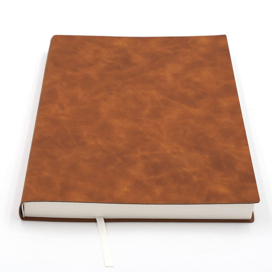 BenOpinion Large Thick Journal Notebook, Lined Papers, A4 8.4x11.4 inches, 416 Pages, Soft Faux Leather Cover (Brown, Ruled)