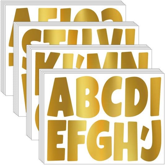 Bemeol Bulletin Board Letters 462 Pieces 4 Inch Alphabet Letter Stickers Cutout Letters for Poster Board Display Home Classroom School Decor(Gold)