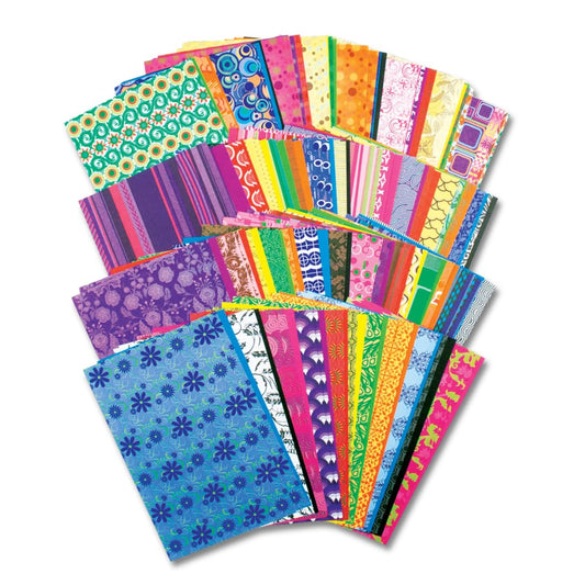 Roylco Decorative Hues Paper - 192 Sheets 5.5" x 8.5" Pattern Craft Paper, 64 Unique Designs in 8 Color Schemes, Scrapbooking, Origami, Collage, Card Making, Classroom Art Supplies, Made in USA