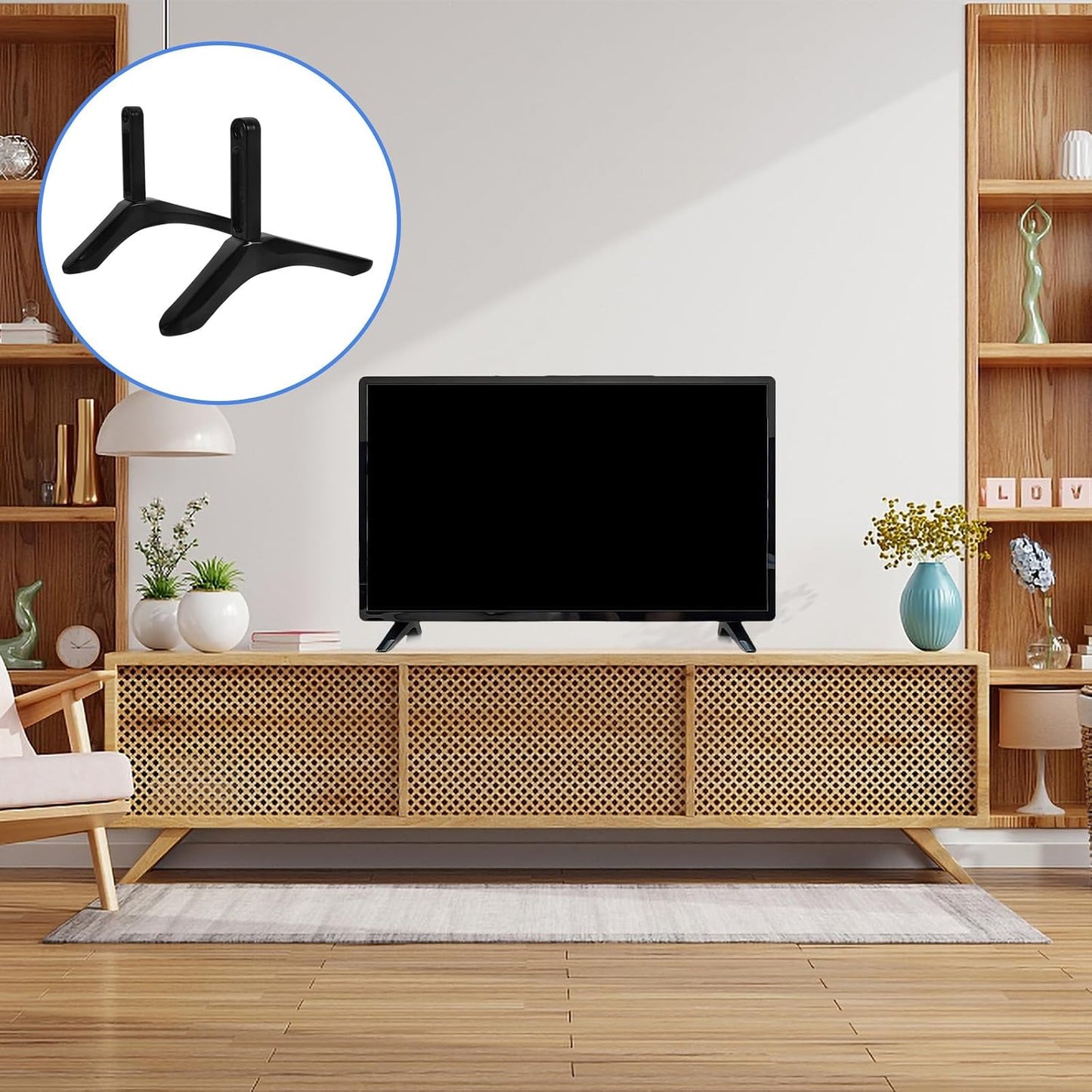WATIIFUFU Tv Stand Base with Screws Desktop Tv Holder Pedestal Feet Replacement Support Living Room Entertainment