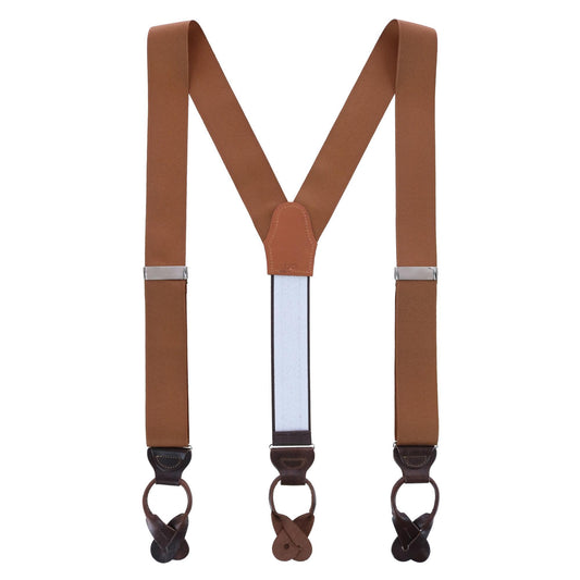 Trafalgar Men's Phoenix 38mm Grosgrain Non Stretch Ribbon Button End Braces (Suspenders), Brown