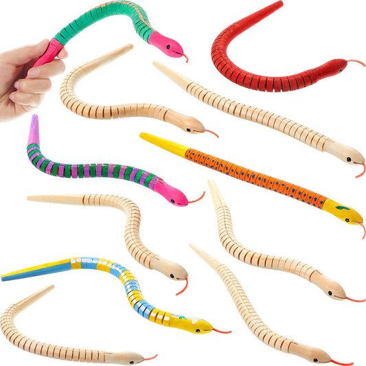 Gejoy 30 Pieces 12 Inch Wooden Snakes Unfinished Wiggly Jointed Flexible Wood Snakes to Paint Blank Canvas Animal Model for Arts and Crafts Halloween Birthday Party Supplies