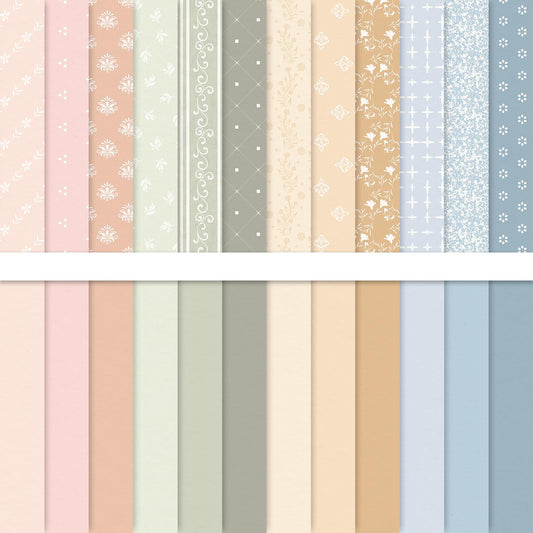 Whaline 24 Sheets Floral Pattern Paper Pastel Soft Color Scrapbook Pink Brown Blue Double Sided Decorative Craft for DIY Crafts Card Making Photo Album Decor, 11.8 x 11.8 Inch