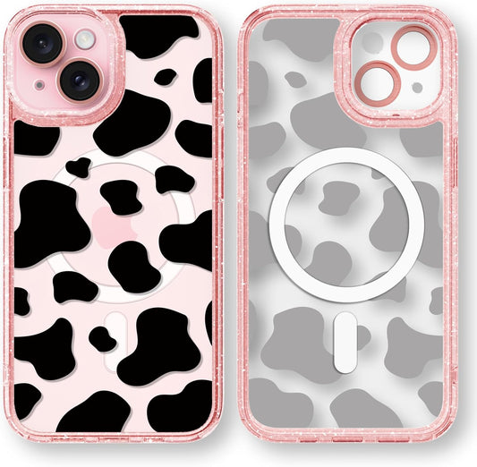 casevivid 15 6.1" Magnetic for iPhone Magsafe Case Cute Aesthetic - Glitter Pink Phone Case with Camera Protector