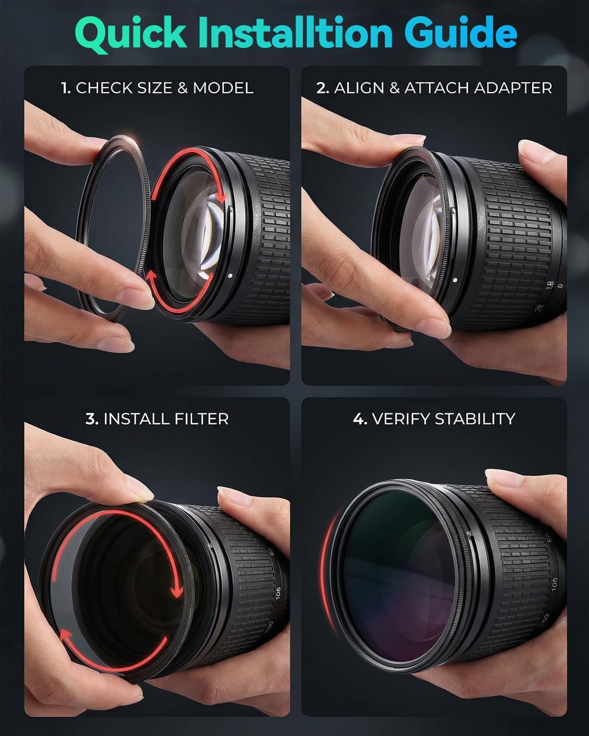 JOYTOLIN 43-46mm Metal Step-Up Ring Adapter Compatible with Mirrorless Cameras DSLR Lens, UV CPL ND Filter Thread