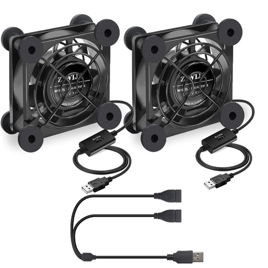 ZIWIJE 2Pack 80mm, 3 5V Quiet USB Fan Speeds Controller USB Cooling Cooler Silent Computer Fan for Router DVR