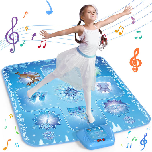 GirlsHome Dance Mat - Frozen Toys for Girls Rhythm Step Play Mat, Electronic Dance Pad with 5 Game Modes, Built-in Music, Touch Sensitive Light Up LED, 2026 New CPF Birthday Gift for Kids Girls 3-12