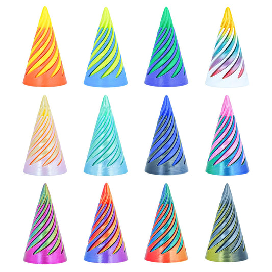 12Pcs Mini Spiral Cone Pyramid Fidget Toy, 3D Printed Impossible Cone Passthrough, Mini Vortex Thread Illusion Desk Deco, Anxiety & Stress Relief, Gift for Adults & Kids (Cone-12 PCS)